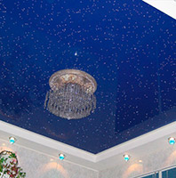 Двухуровневый натяжной потолок волна в гостиную